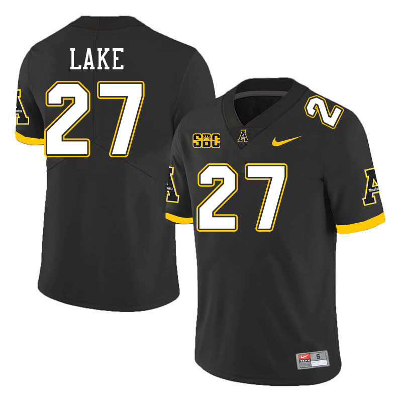 Appalachian State Mountaineers #27 Mitchell Lake College Football Jerseys Stitched-Black